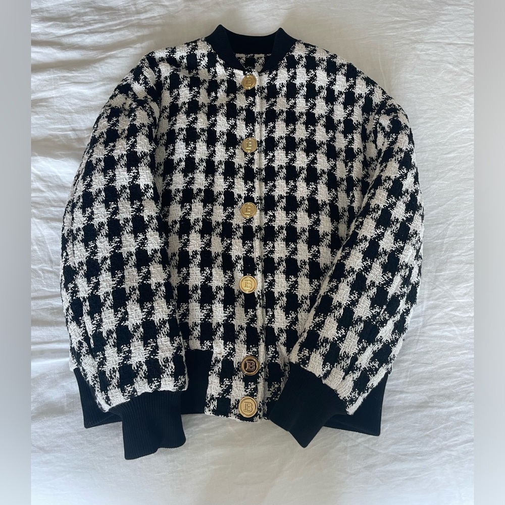 Balmain Houndstooth Bomber - Size 36